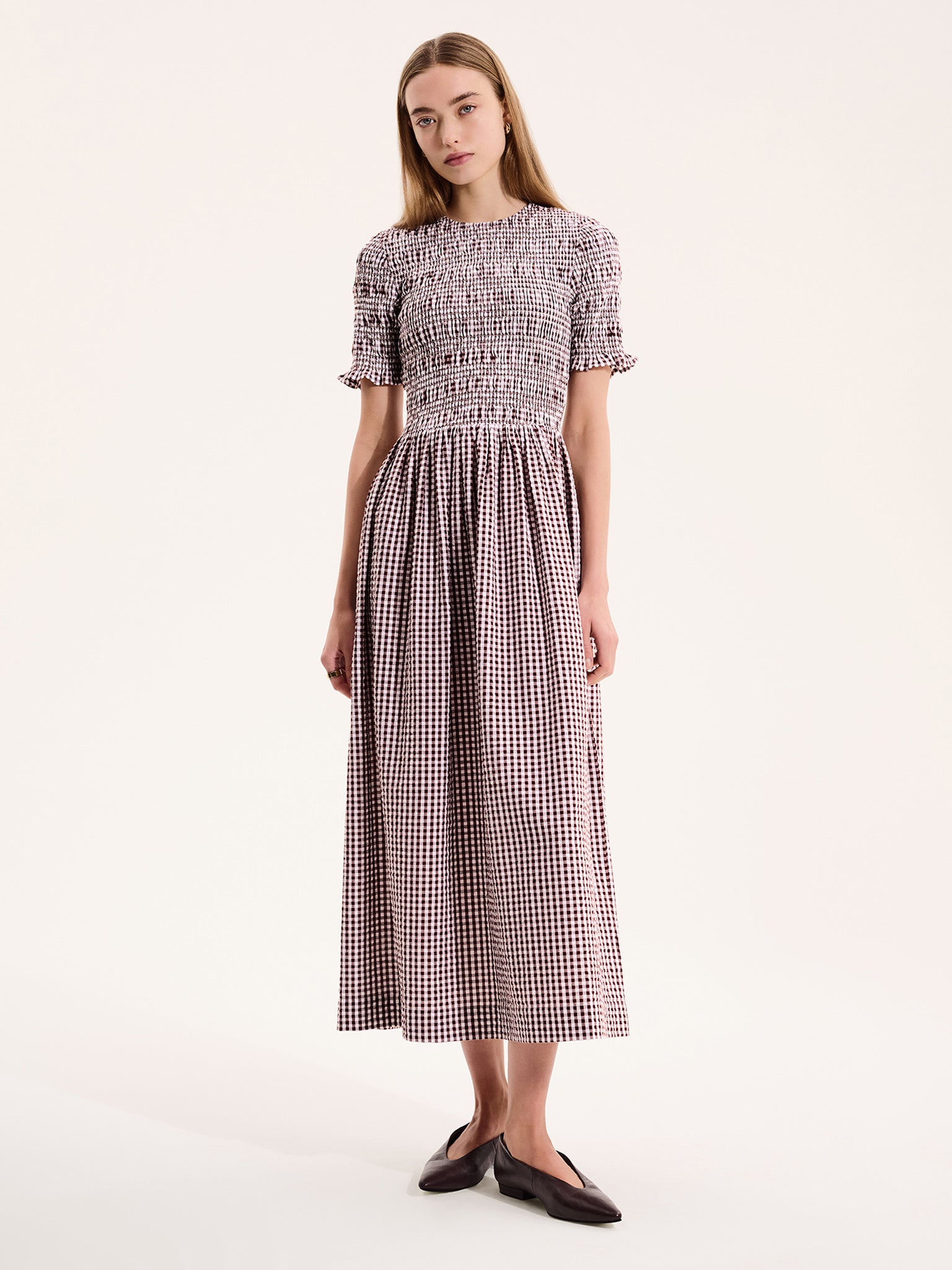 Becky Dress in Brown Gingham | OMNES | Dresses | Sustainable & Affordable Clothing