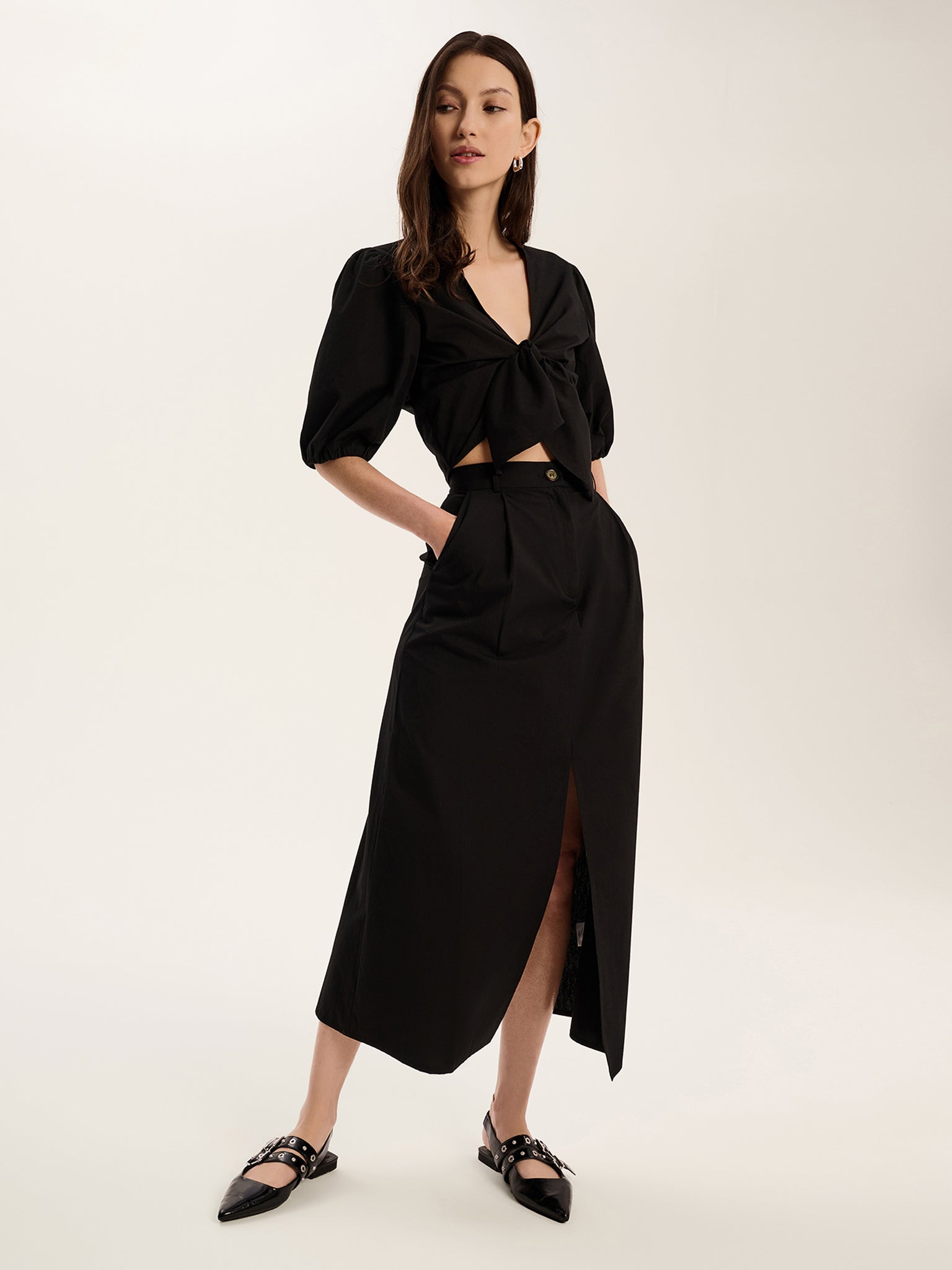 Contrast A Line Skirt - Resale | Olive/Black