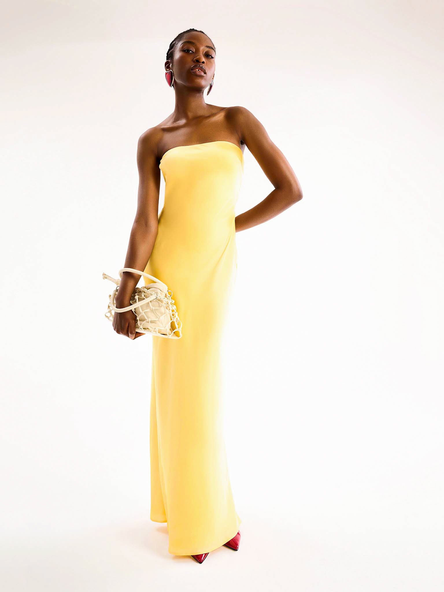 yellow strapless dress Amdra in Women's Sleeveless Seashell Printed Colour:Amber The Wishful Strapless Maxi applied-sale