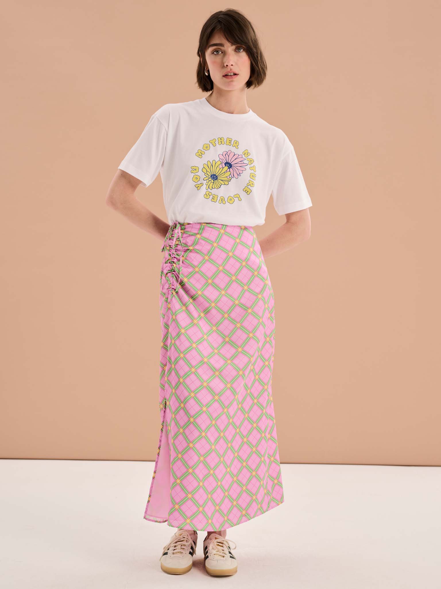 Madeleine Skirt - Tan/Red Check main image 0