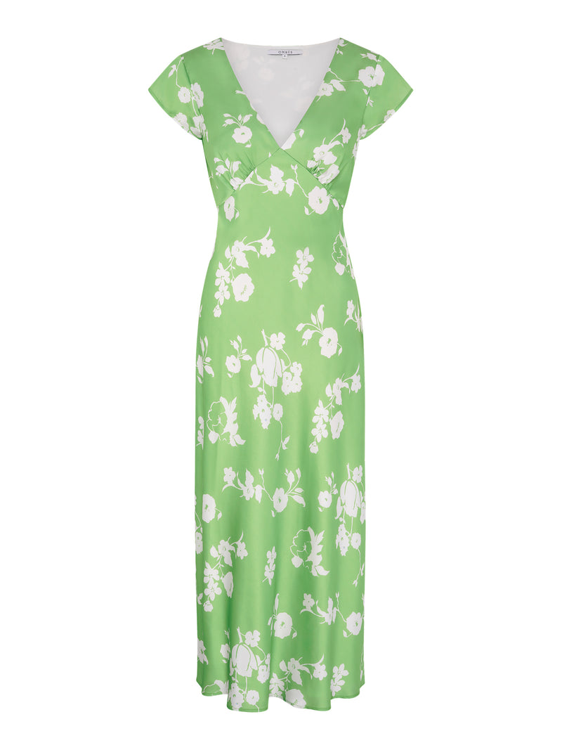Woolf Short Sleeve Floral Slip Dress in Green