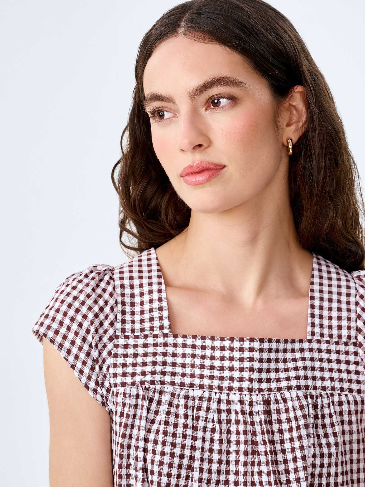 Delphine Dress in Choclate/Cream Gingham – OMNES