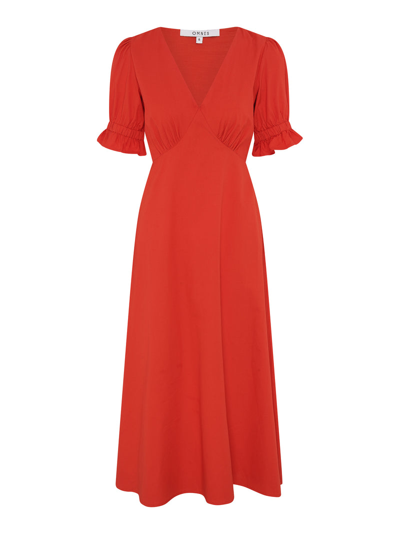 Beverly V Neck Dress in Red