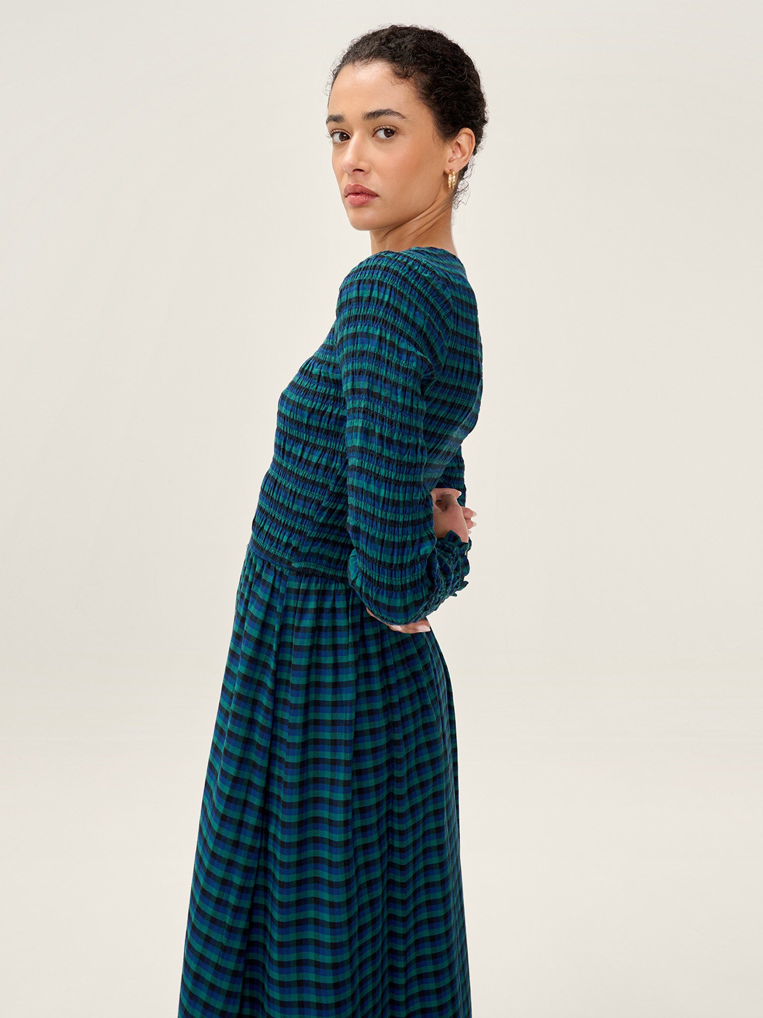 Mina Dress in Blue and Green OMNES Mina Dress in Blue and Green OMNES