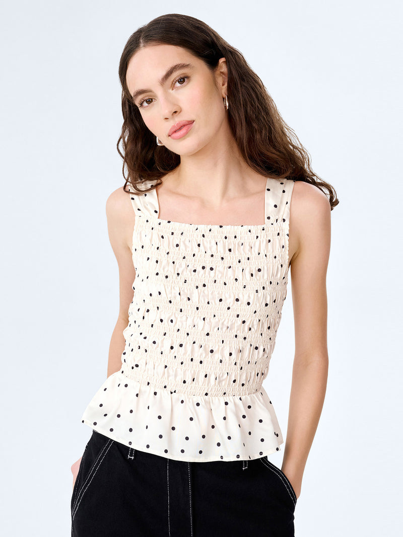 Rain Top in White Polka Dot