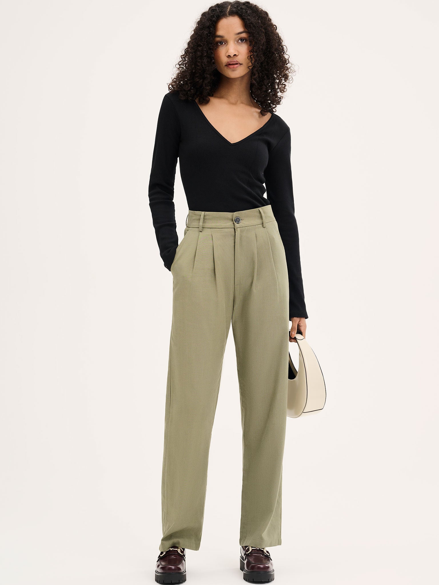 Cinnamon Relaxed Trousers Mole Cotton Tencel