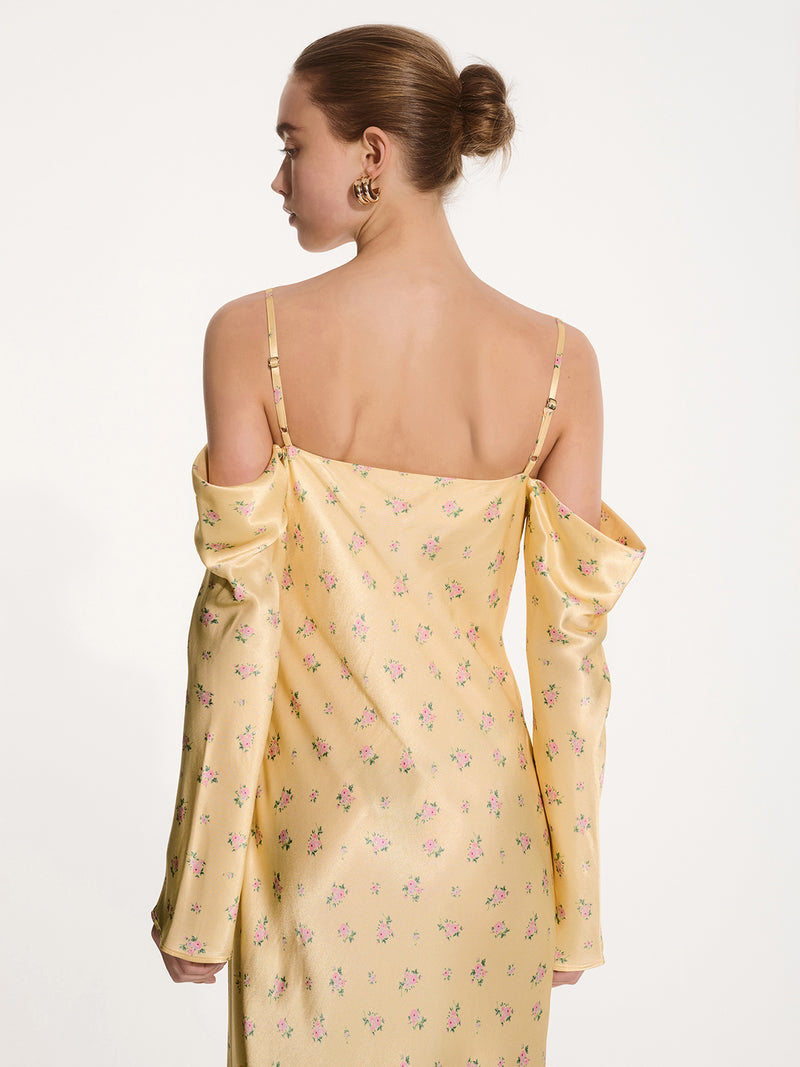 Munique Floral Dress in Vintage Yellow