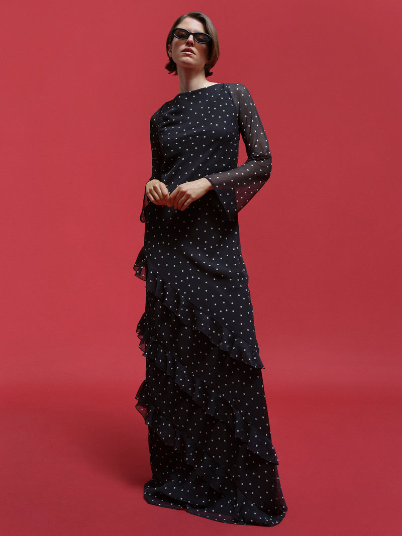 Bridie Dress in Black Polka Dot