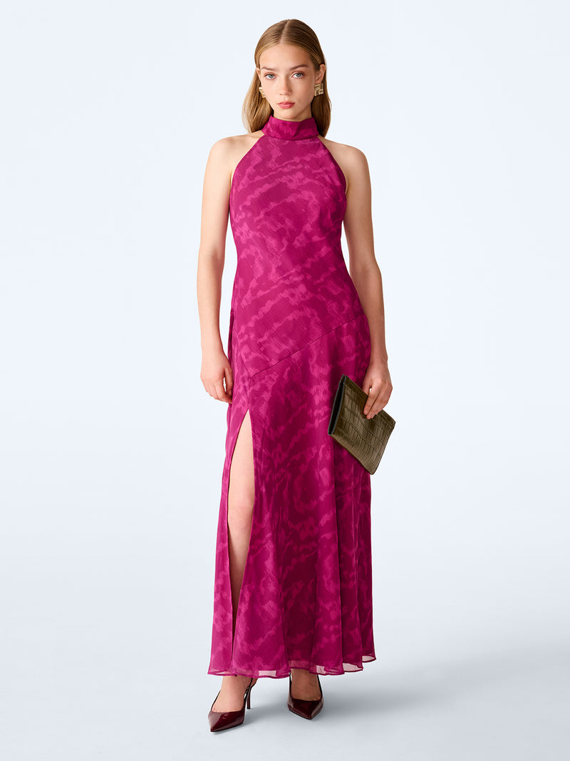 Elsie Dress in Magenta Moire