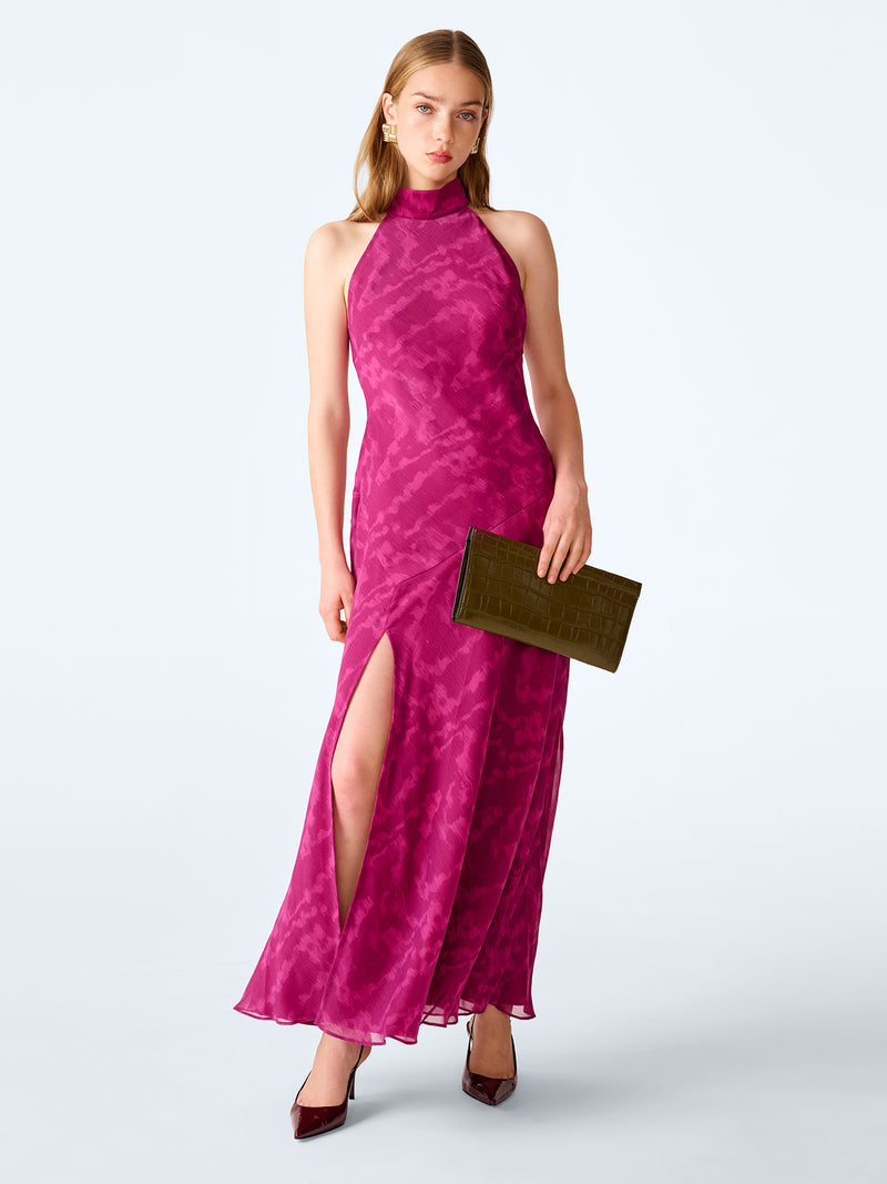 Elsie Dress in Magenta Moire