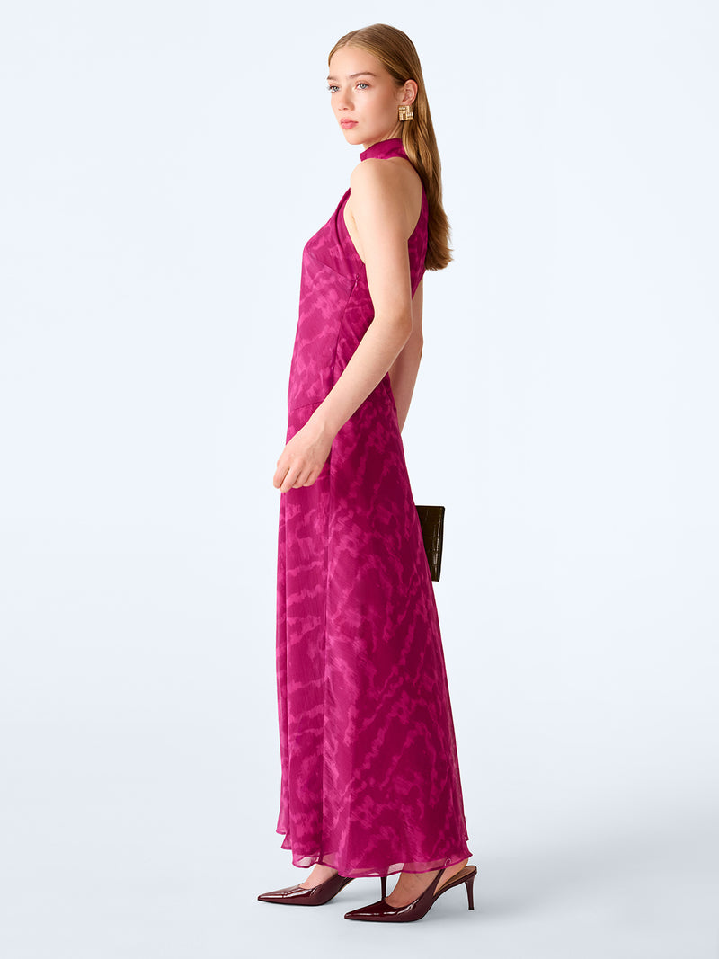 Elsie Dress in Magenta Moire