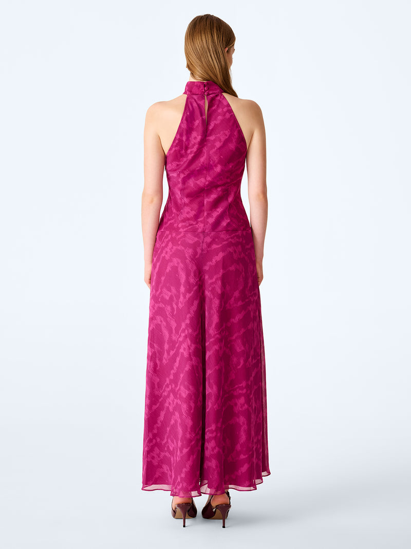 Elsie Dress in Magenta Moire