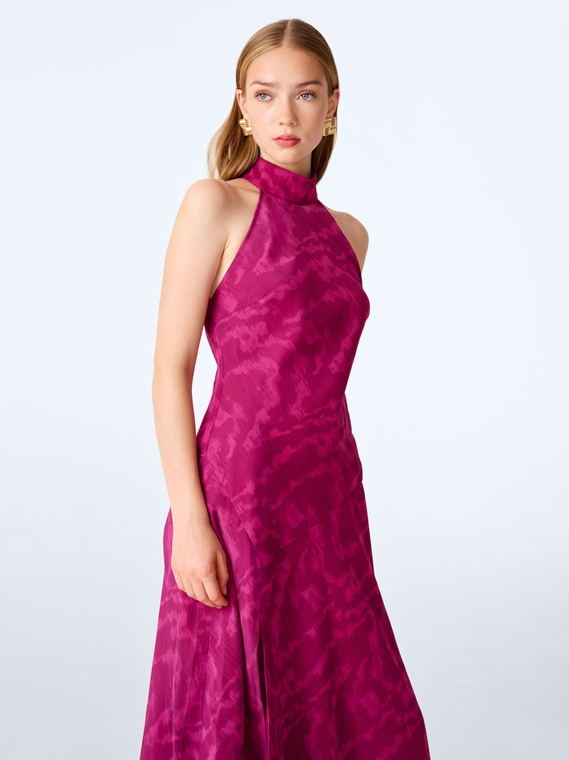 Elsie Dress in Magenta Moire
