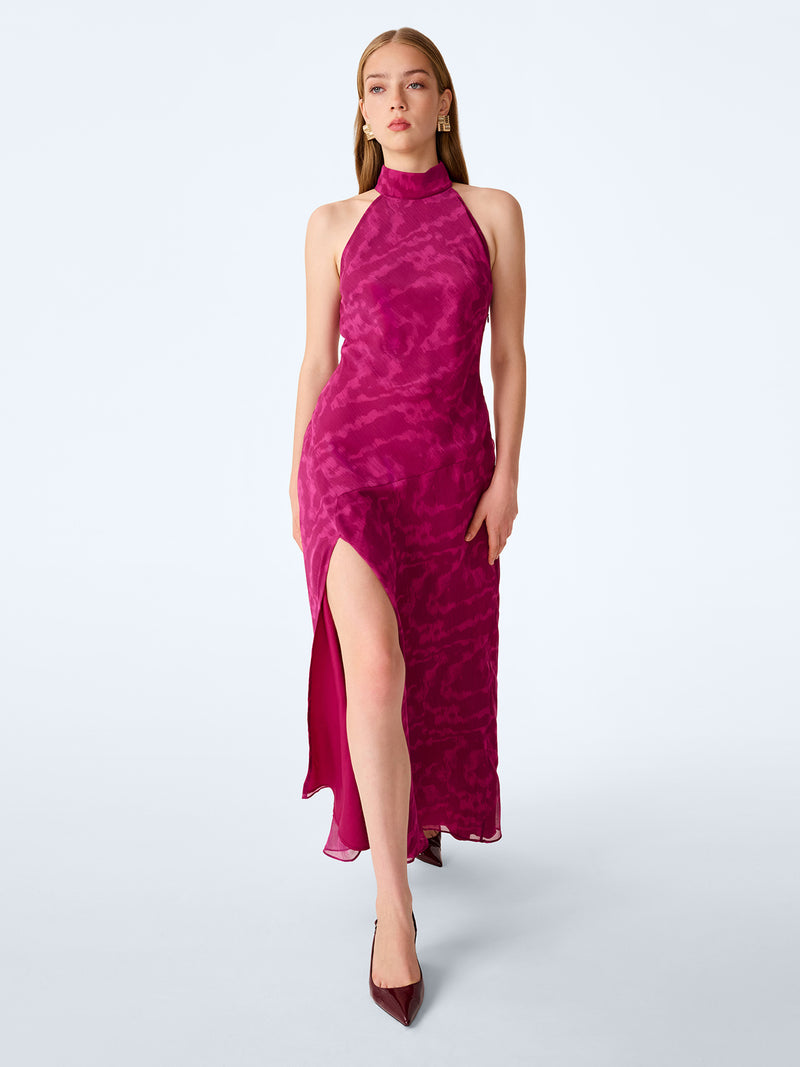 Elsie Dress in Magenta Moire