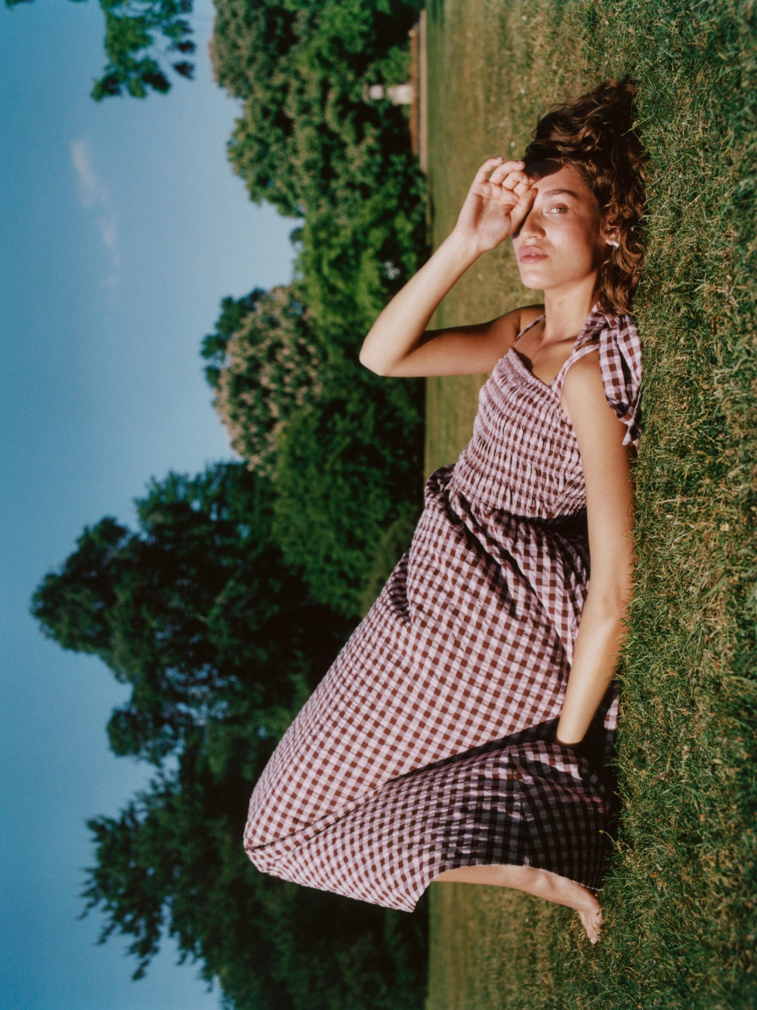 Dixie Gingham Dress in Pink OMNES Dixie Gingham Dress in Pink OMNES