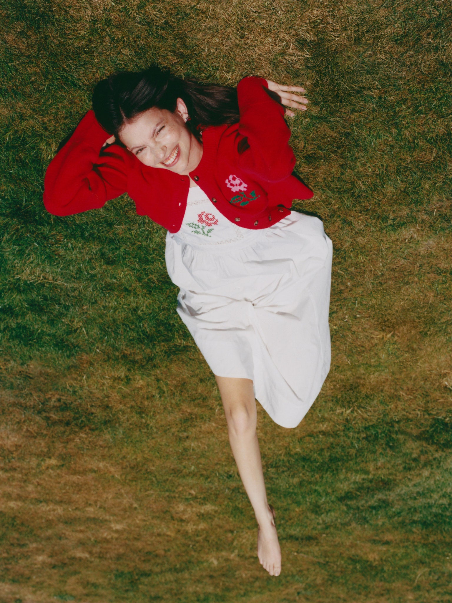 August Rose Cardigan in Red | OMNES | Knitwear | Sustainable