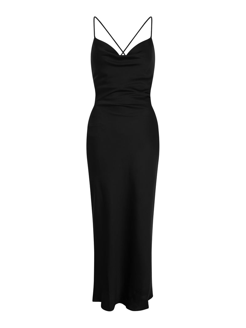 satin wedding guest dress midi Green High Neck Long Sleeve Crystal Detail Dress