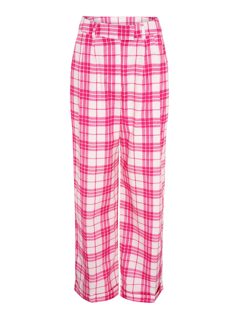 Candy Straight Leg Trouser in Pink Check