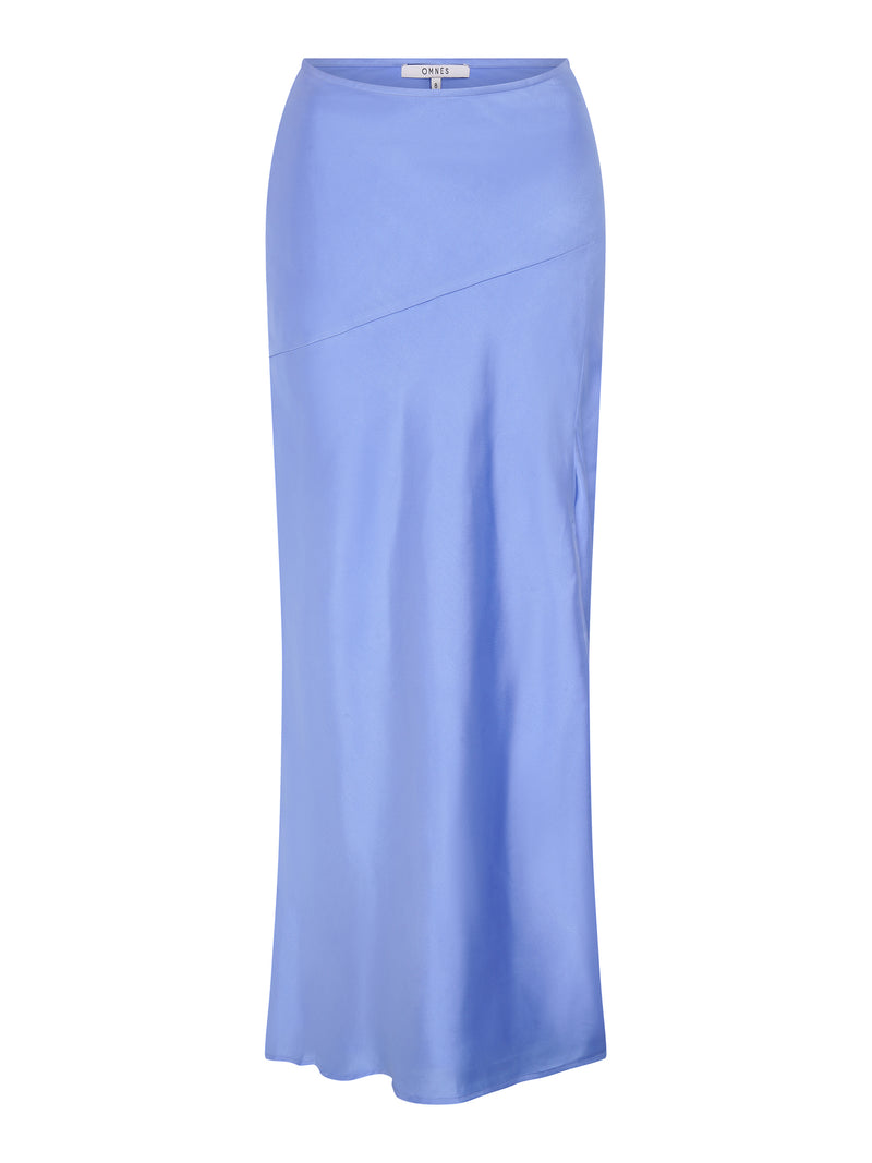 Jackie Asymmetric Midi Skirt in Blue