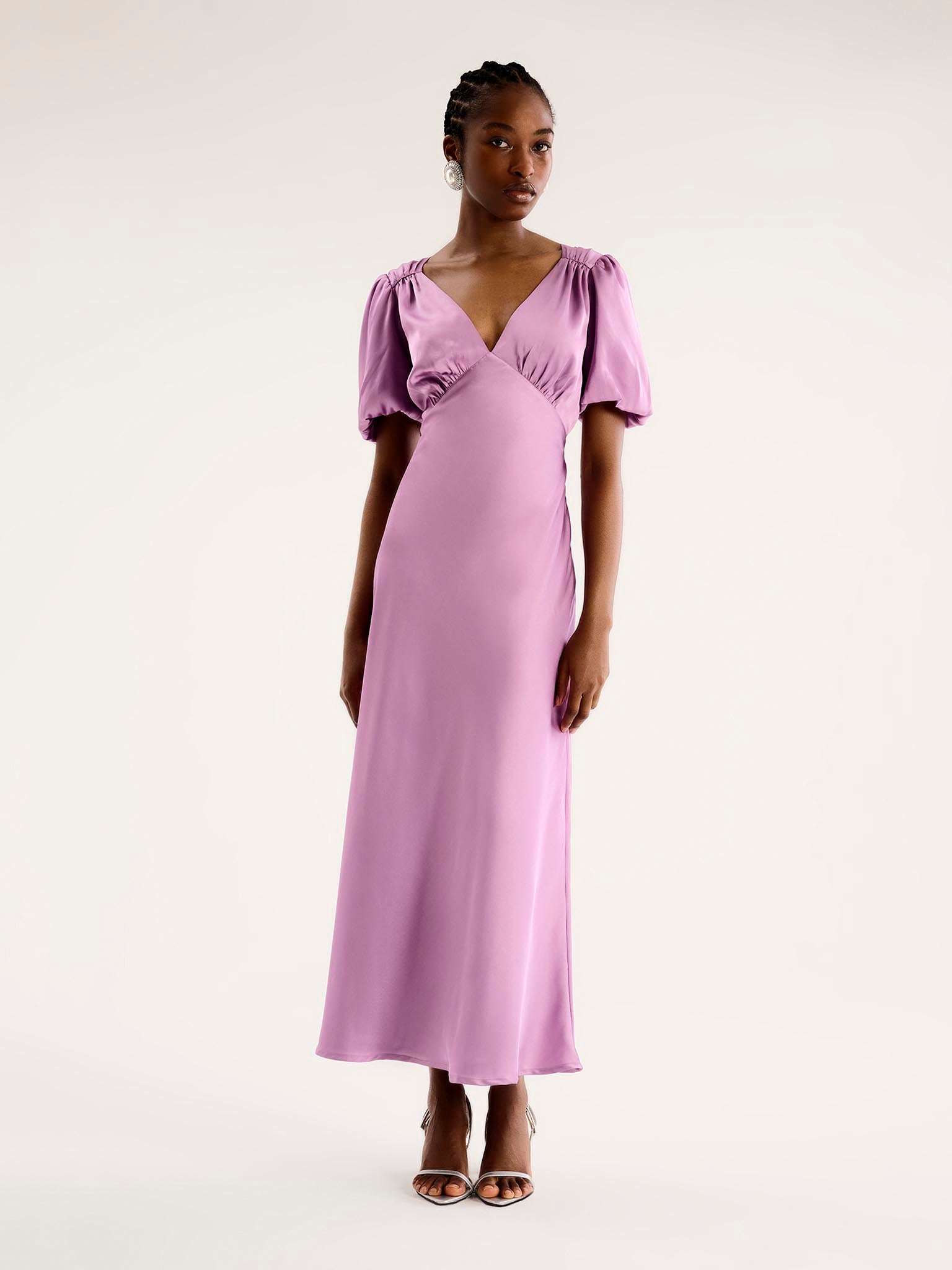 Rosie Ruched Puff Sleeve Dress in Magenta | OMNES | Ethical & Affordable Clothing | Shop Women's Dresses Rosie Ruched Puff Sleeve Dress in Magenta | OMNES | Ethical & Affordable Clothing | Shop Women's Dresses
