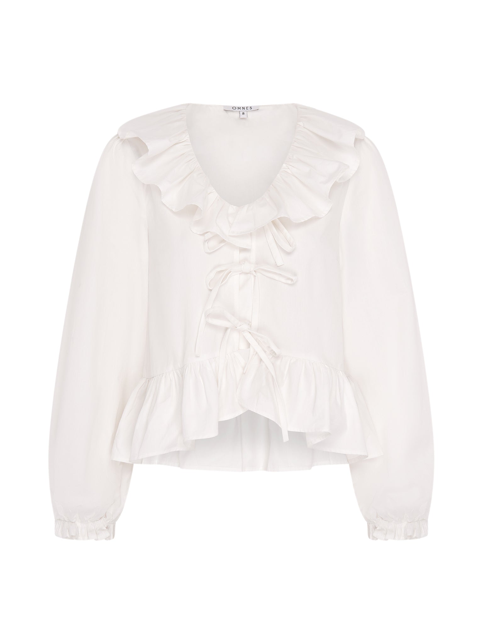 Selena Frill Blouse in White – OMNES