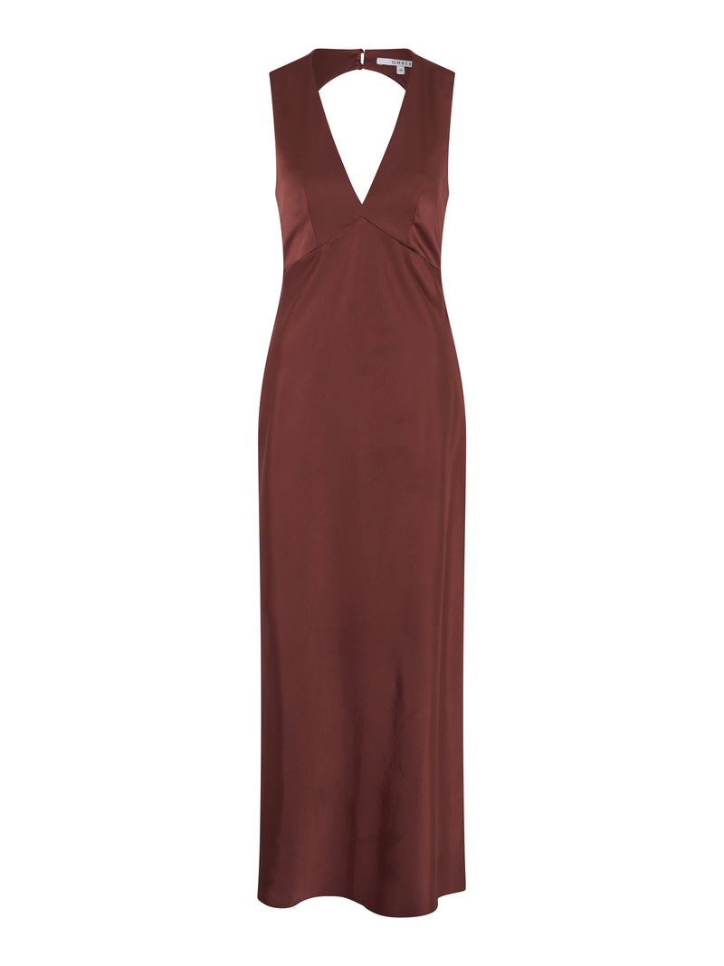 Nova Tie Back Dress in Chocolate