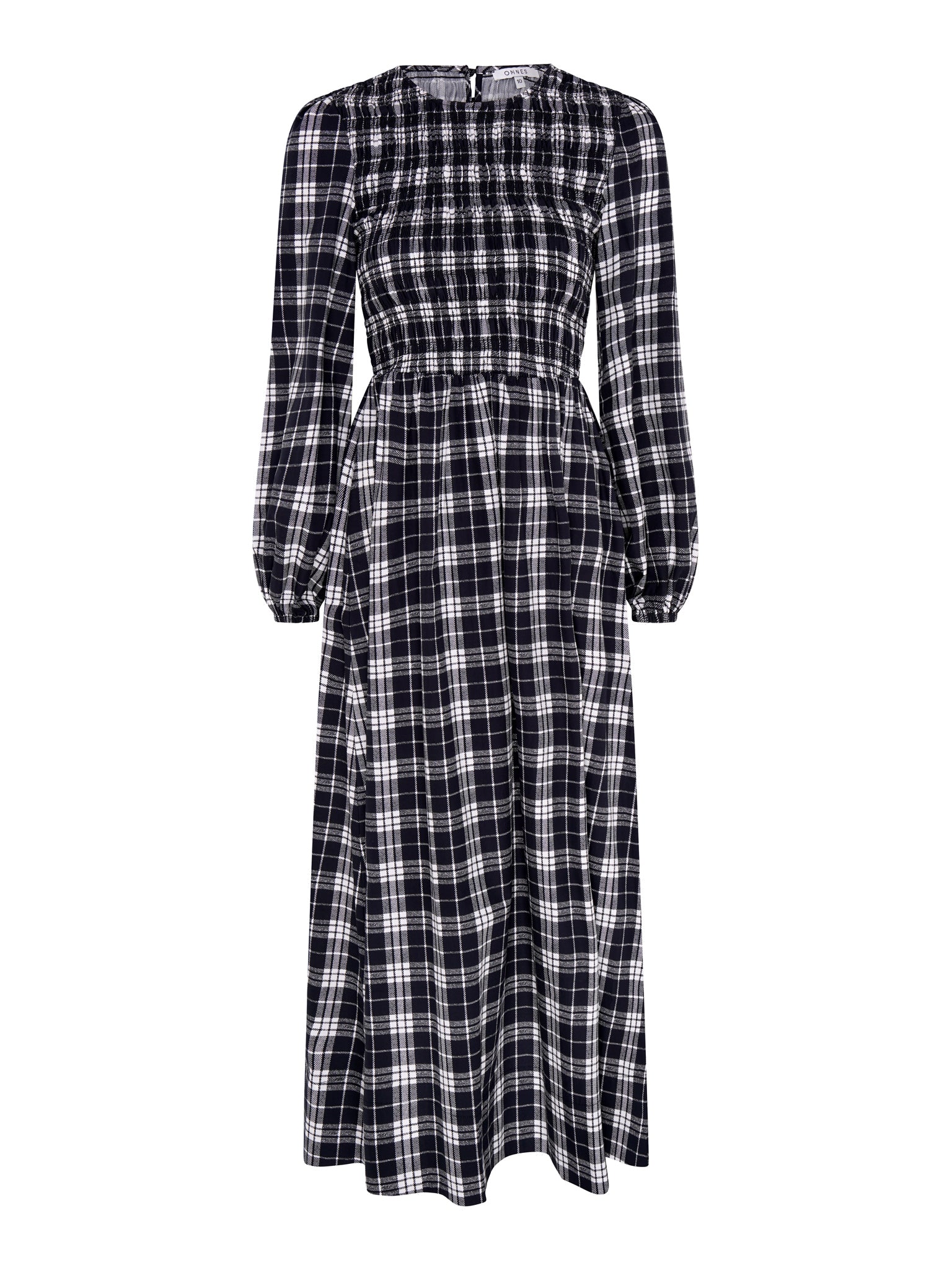 Saint Dress in Mono Check | OMNES | Ethical & Affordable Clothing