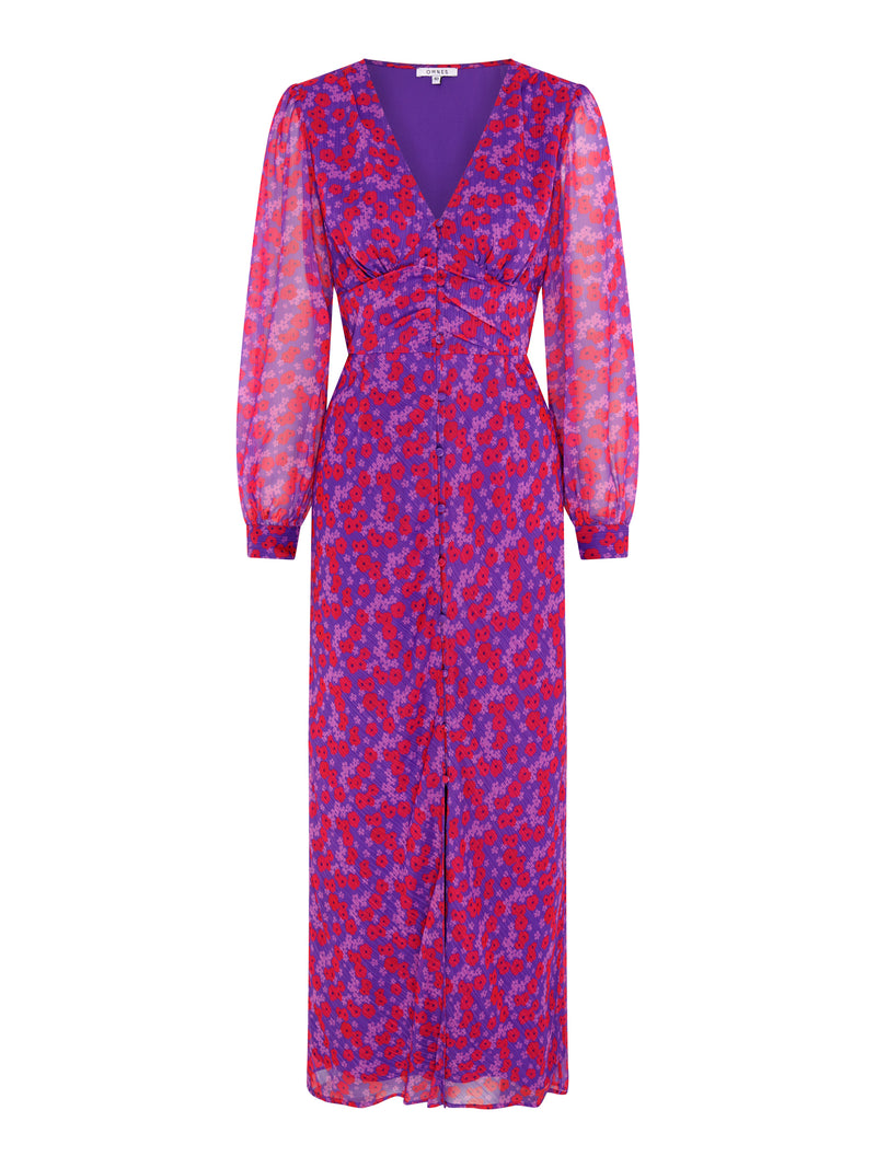 Mary-Rose Dress in Purple Scattered Floral