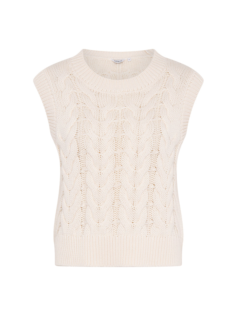 Bobbi Cable Knit Vest in Cream