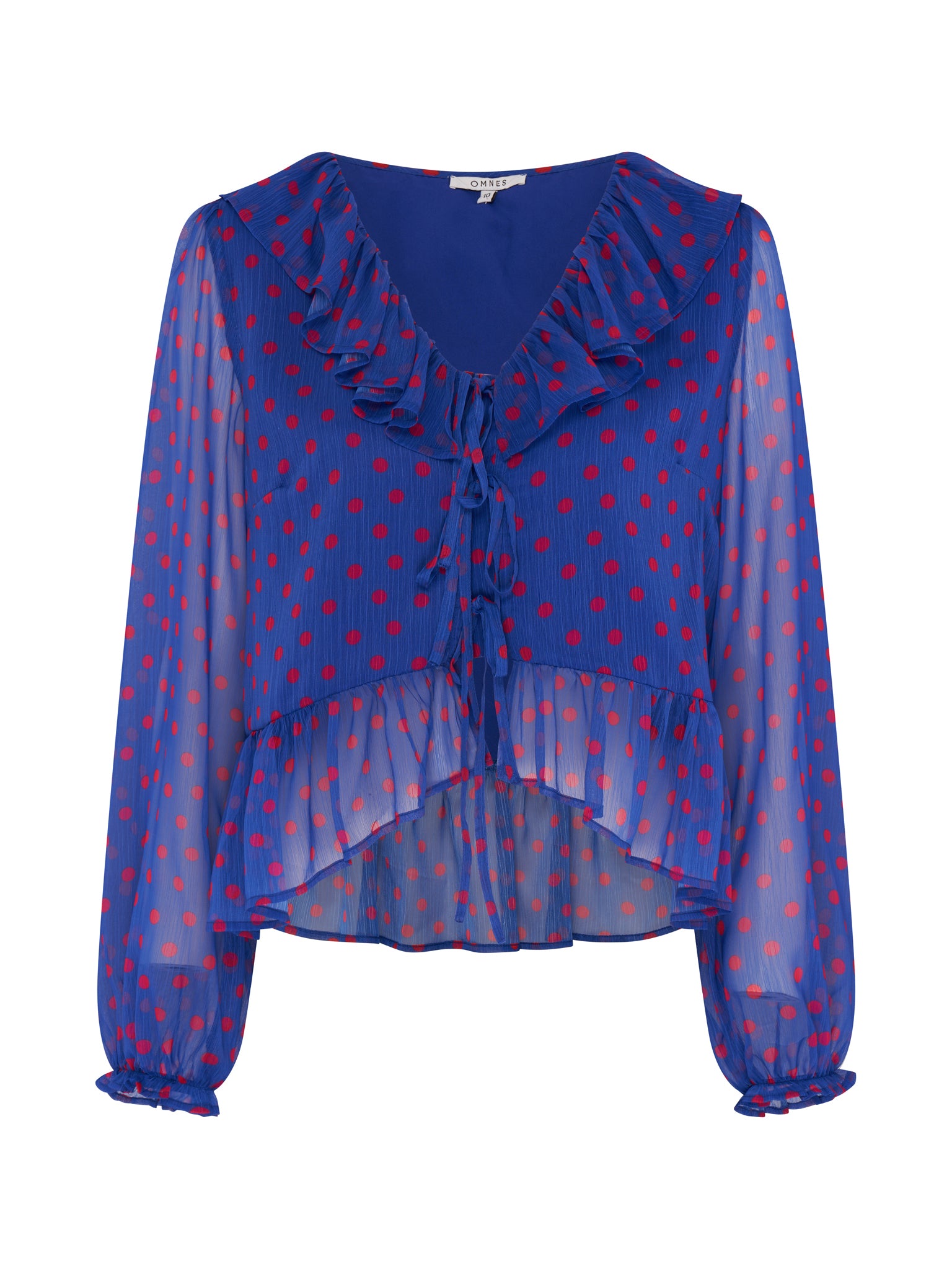 Selina Polka Dot Chiffon Top in Blue – OMNES