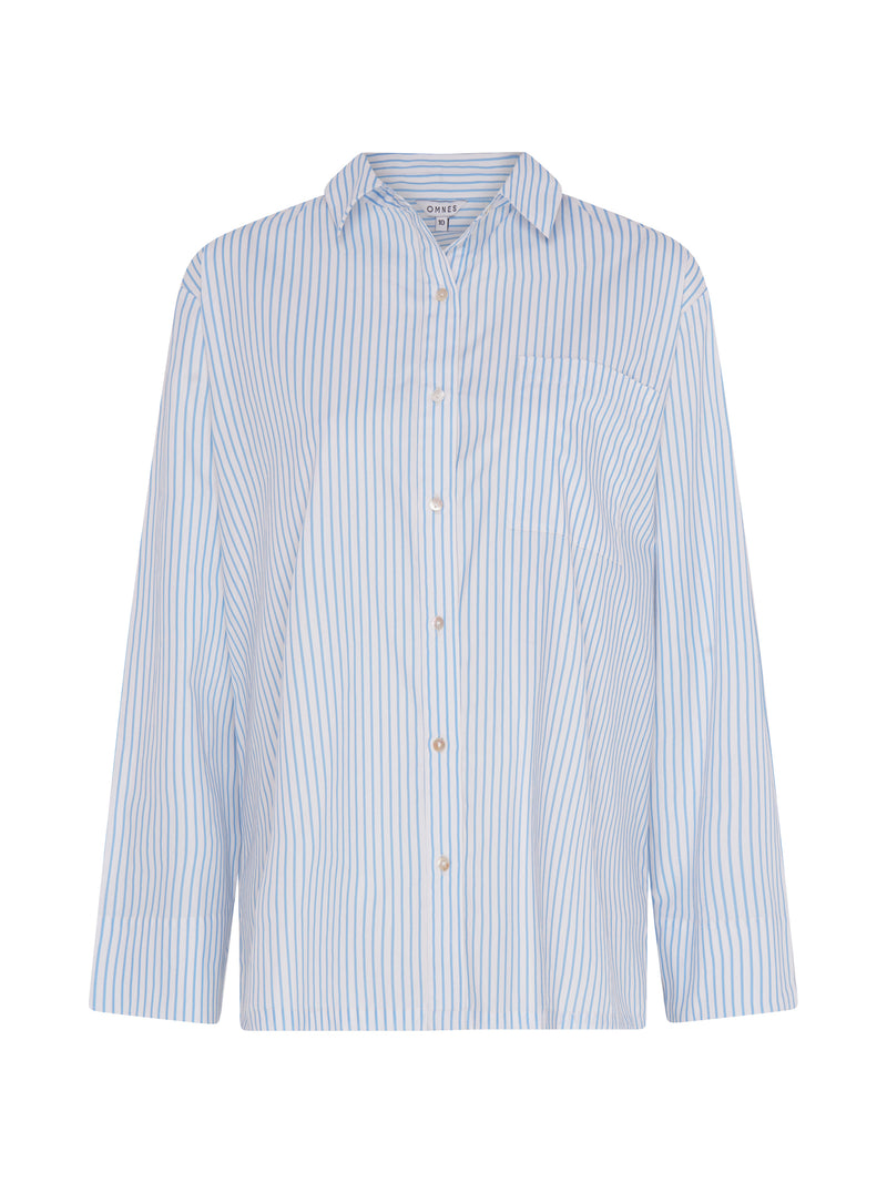 Nala Stripe Tie Back Shirt in Light Blue Stripe