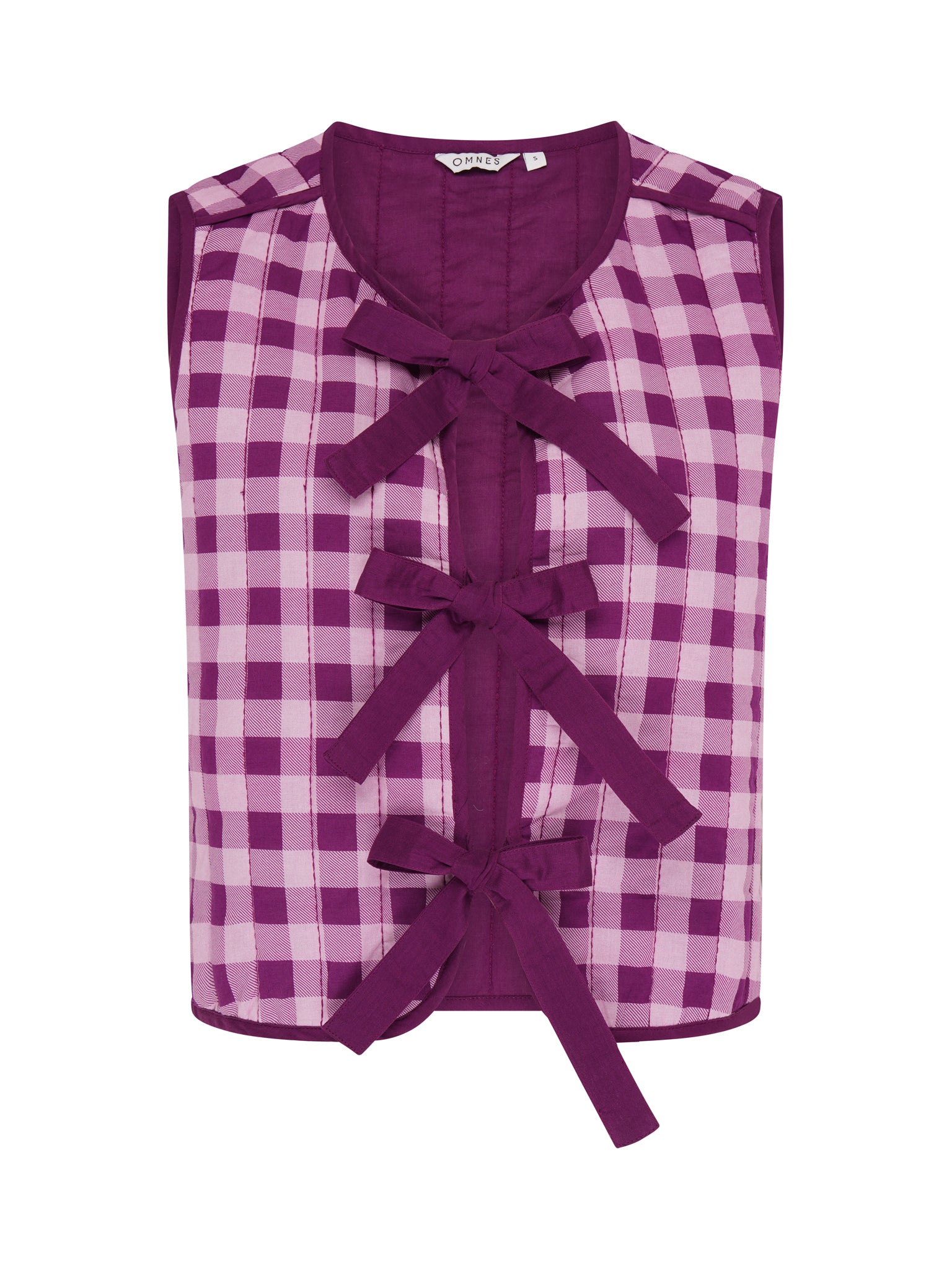 Jojo Quilted Gilet in Pink Gingham – OMNES