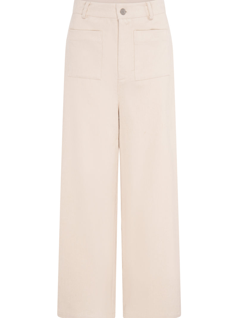 Orielle Cropped Cord Trouser in Ecru