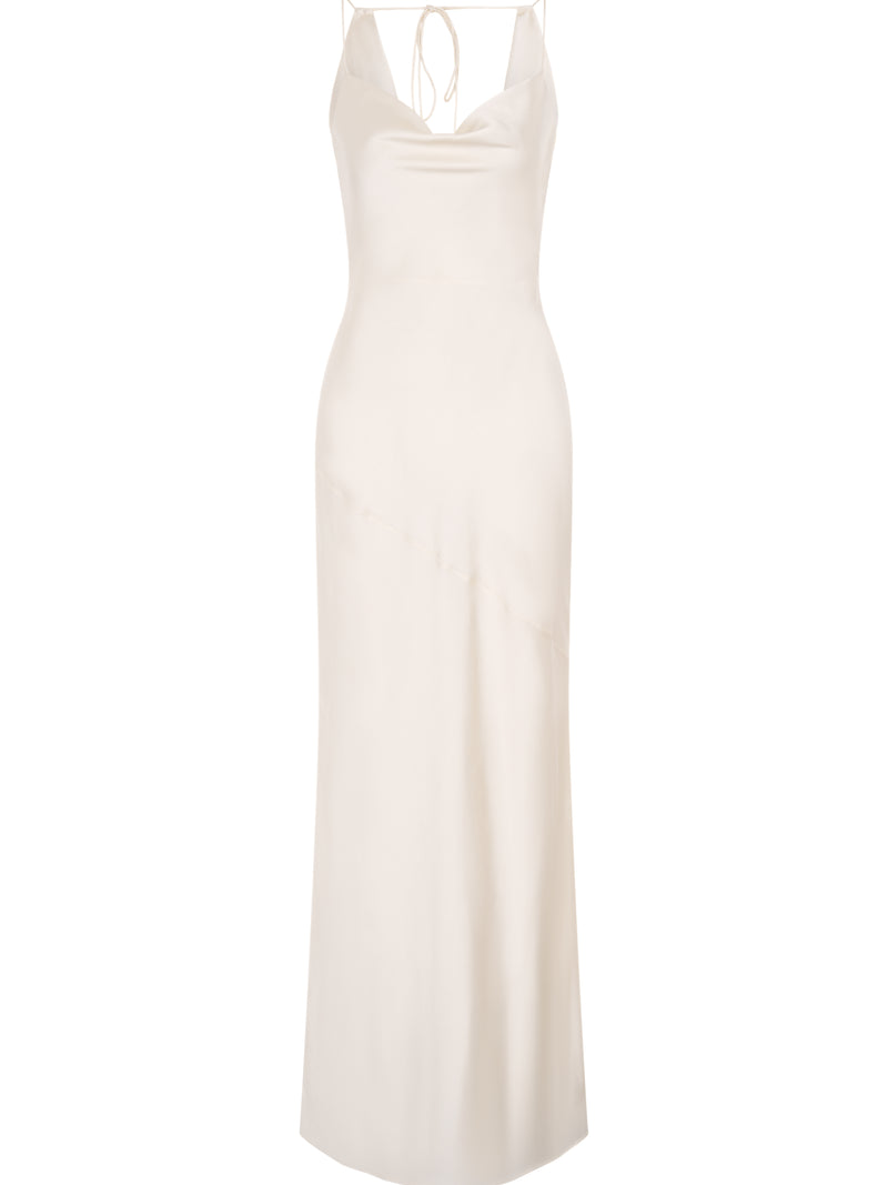 Koko Satin Dress in Ivory
