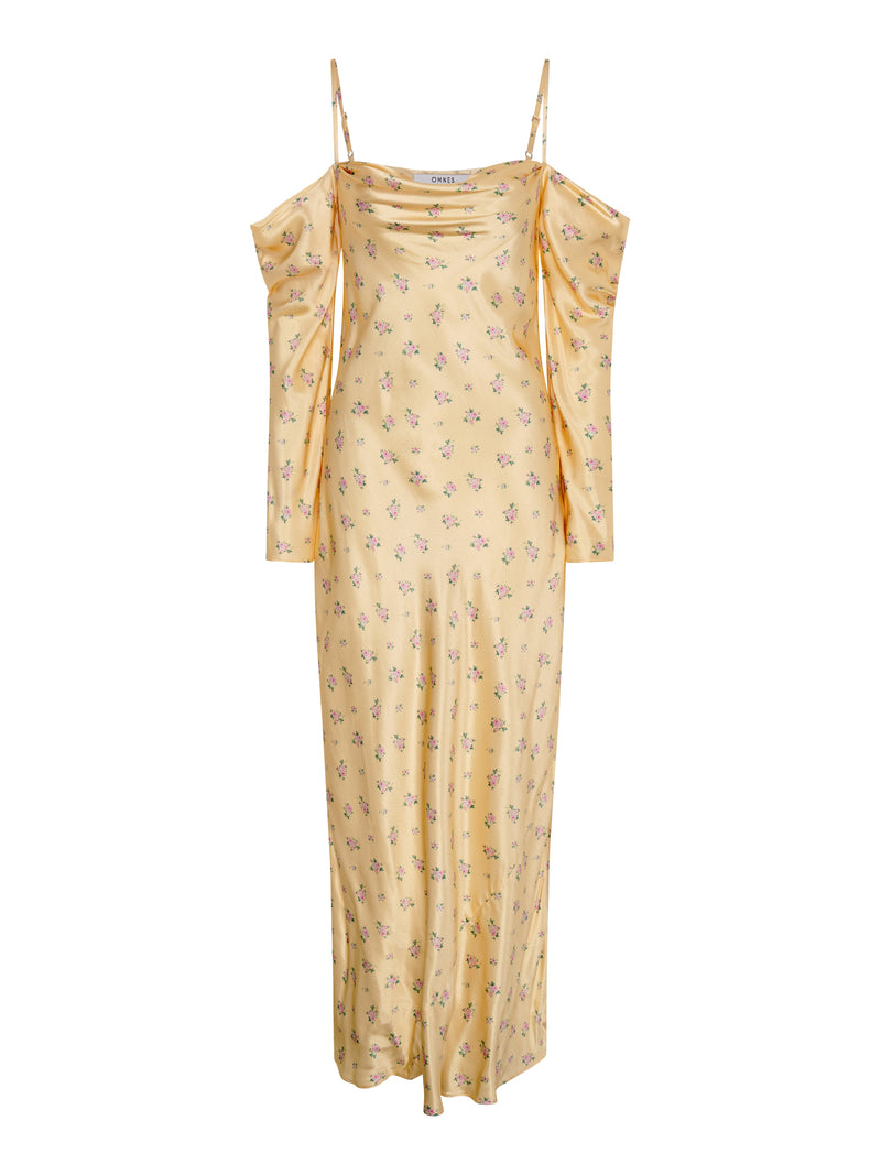 Munique Floral Dress in Vintage Yellow