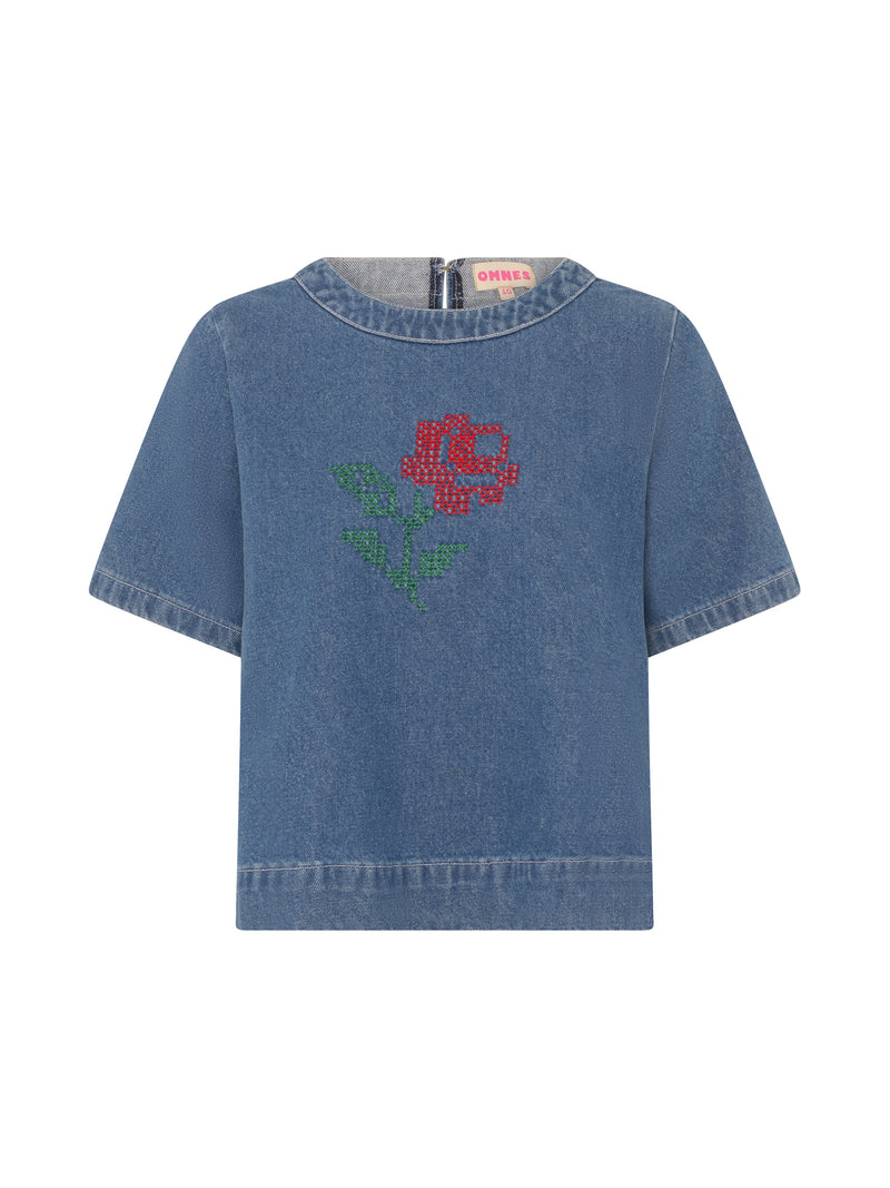 Cally Blouse in Mid Wash