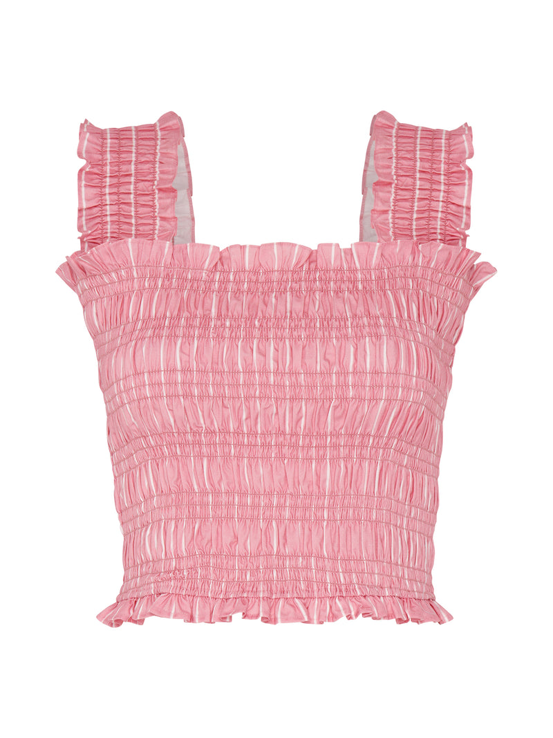 Macy Top in Pink and White Stripe