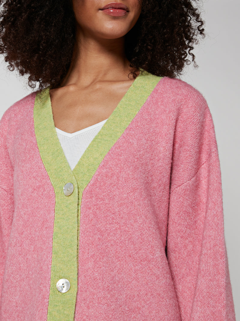 Kayla Knit Cardigan in Pink and Green