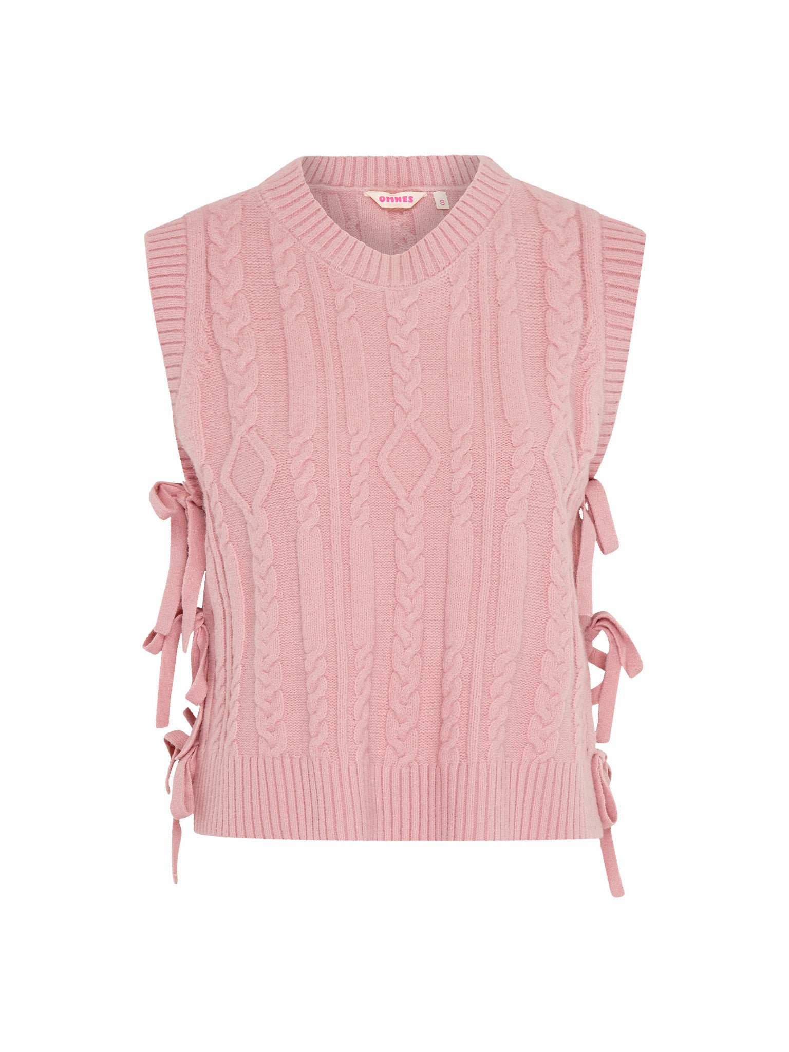 Rufus Cable Bow Side Vest in Light Pink | OMNES | Ethical