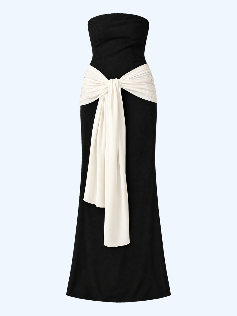 Abigail Dress in Ivory and Black