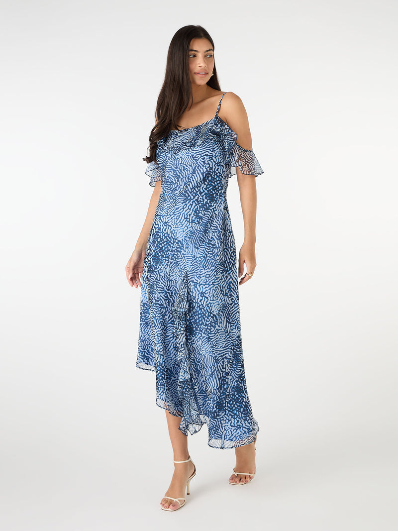 Aracelli Off Shoulder Maxi Dress in Blue