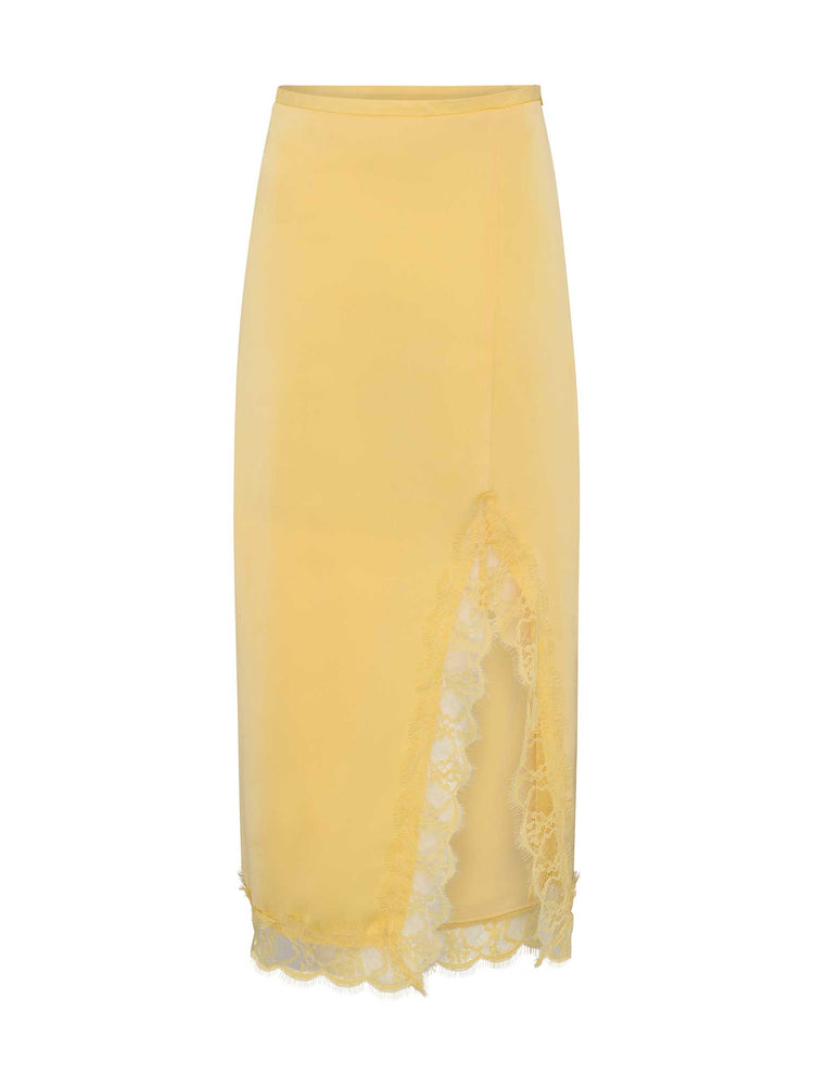 Avari Lace Trim Skirt in Yellow