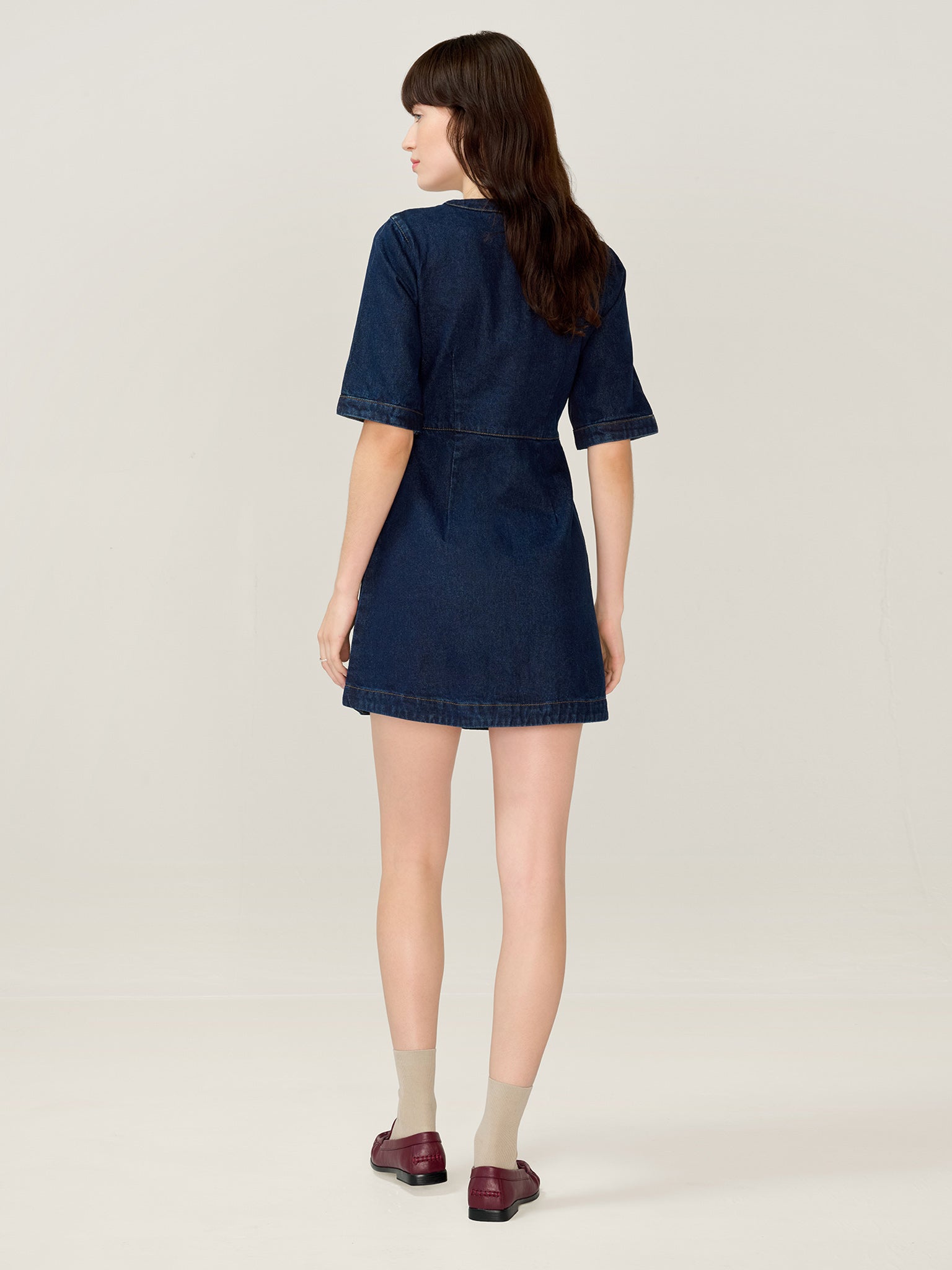 Adia Denim Mini Dress – OMNES - Main Image