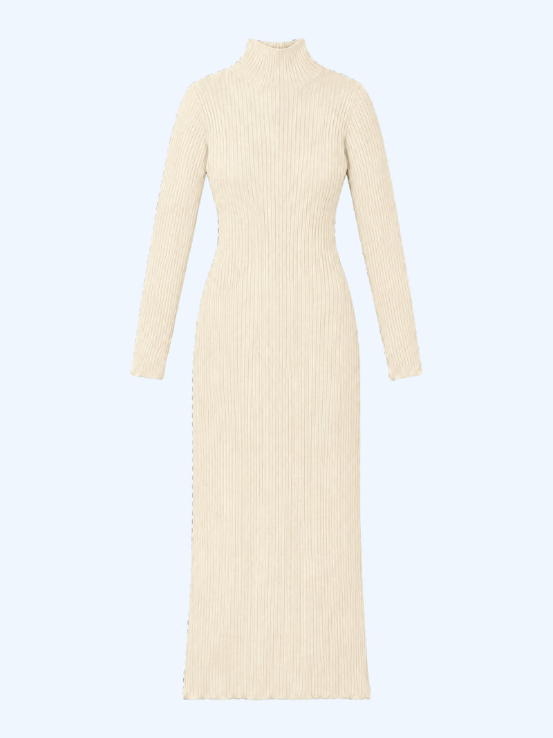 Albie Rib Knit Dress in Cream