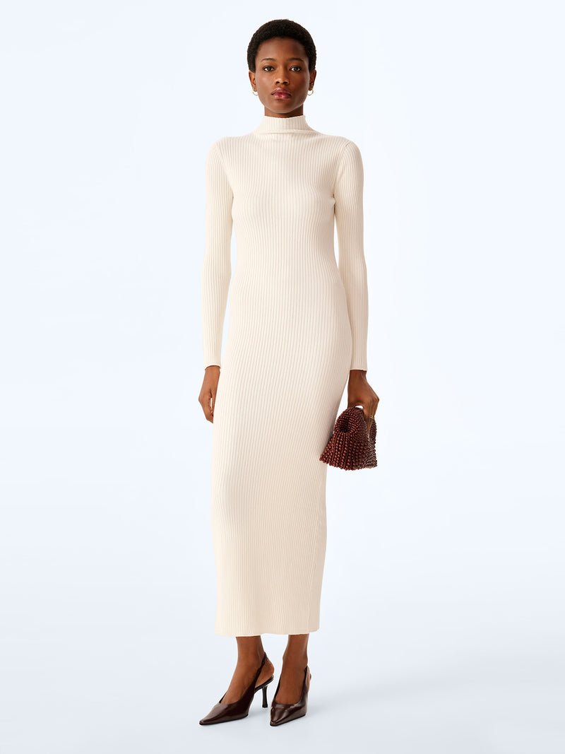 Albie Rib Knit Dress in Cream