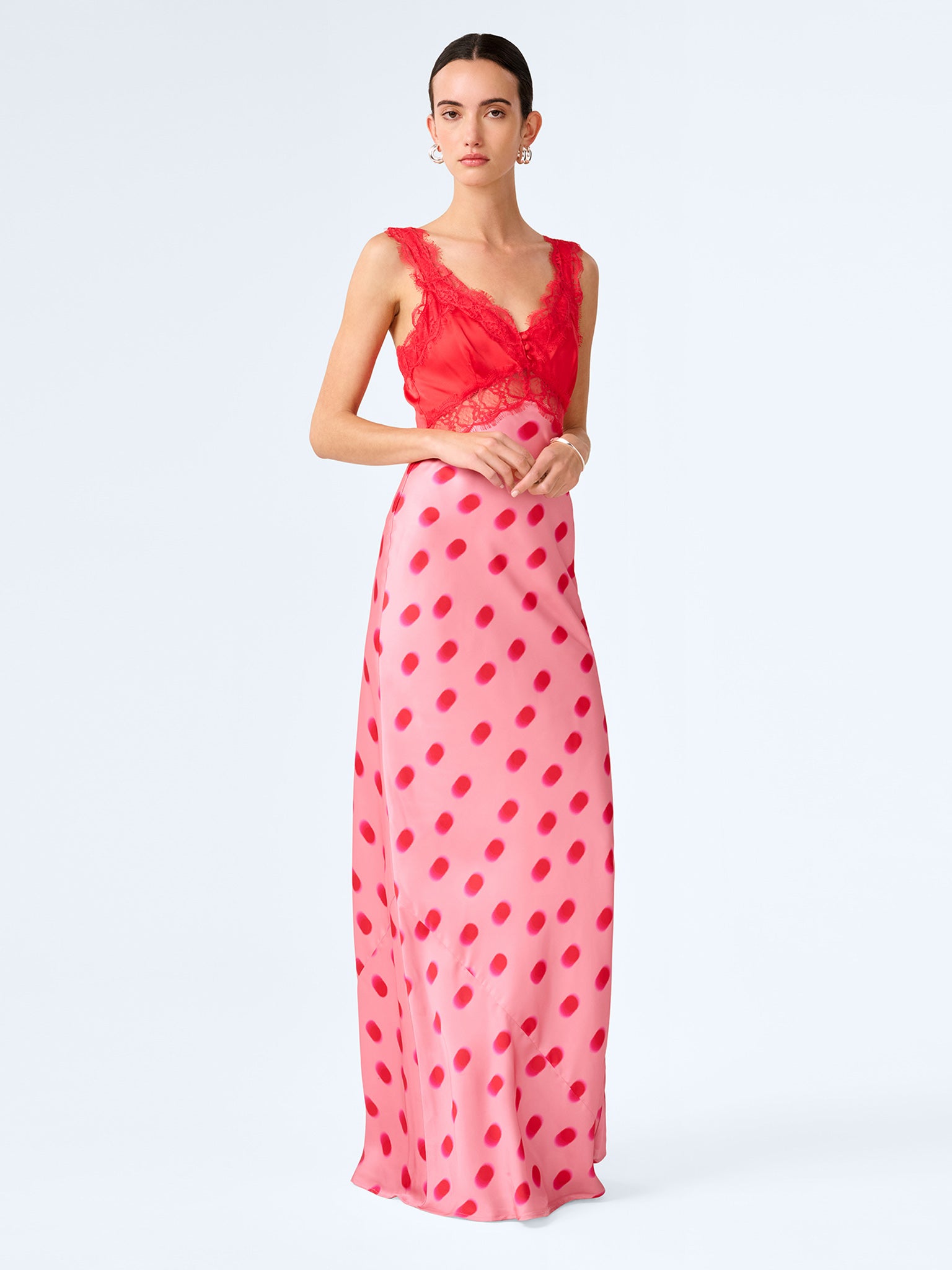 Allie Dress in Pink and Red Large Polka Dot – OMNES