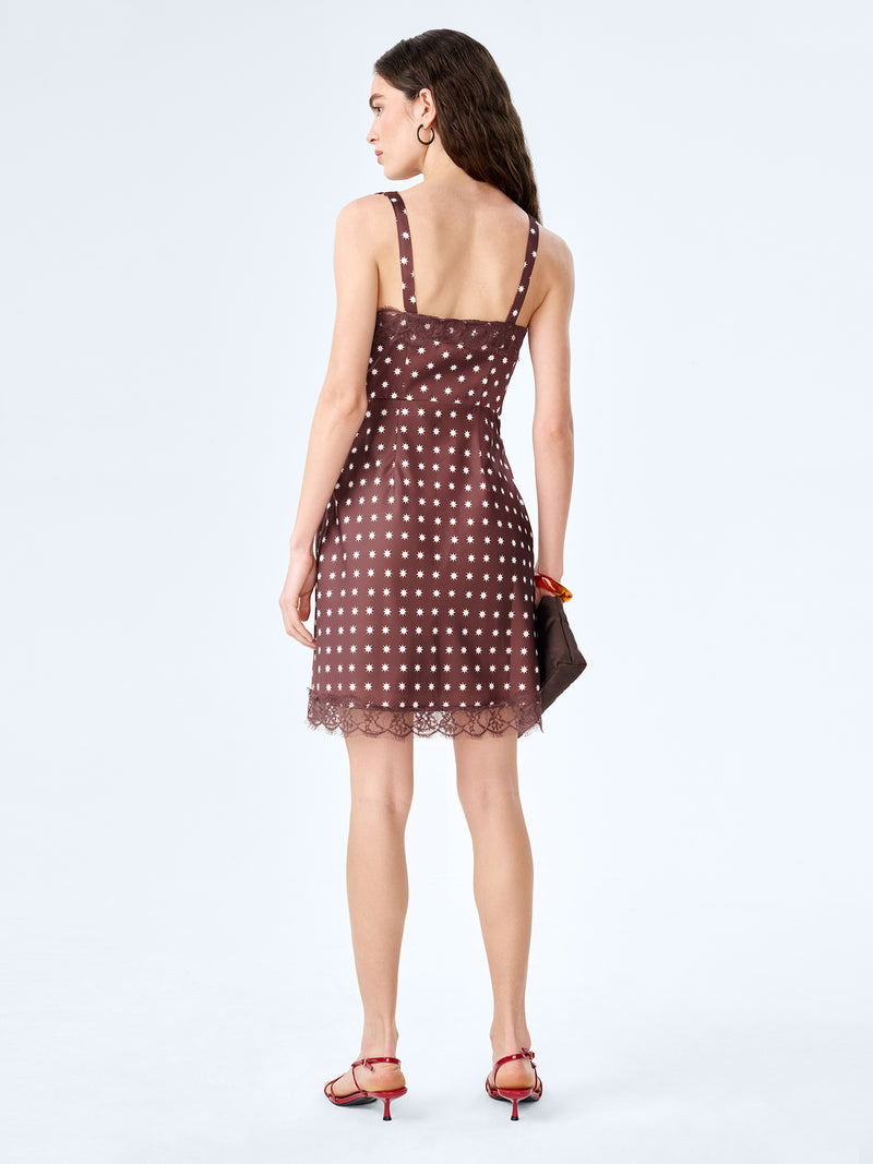 Allie Mini Dress in Brown Starburst