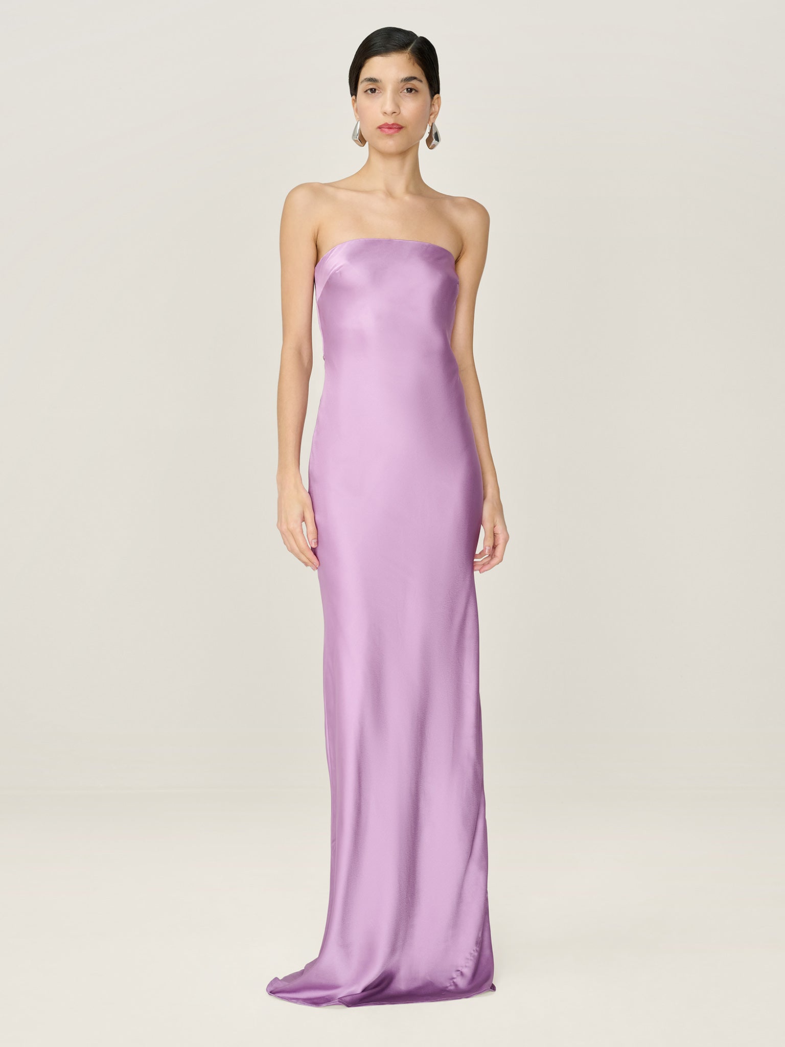 fitted lace wedding dress Ladivine CD875 Size 12 Lavender Long Fitted Satin Maxi Slit Prom Dress Off The Shoulder Corset Formal Gown