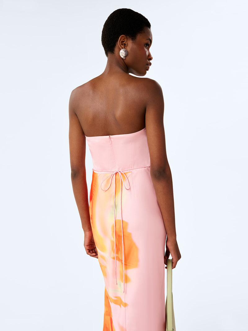 wedding guest dress pink and orange The only wedding guest dress inspo you need 'Pink And Orange Floral Print One Sleeve Wrap Midi Dress'