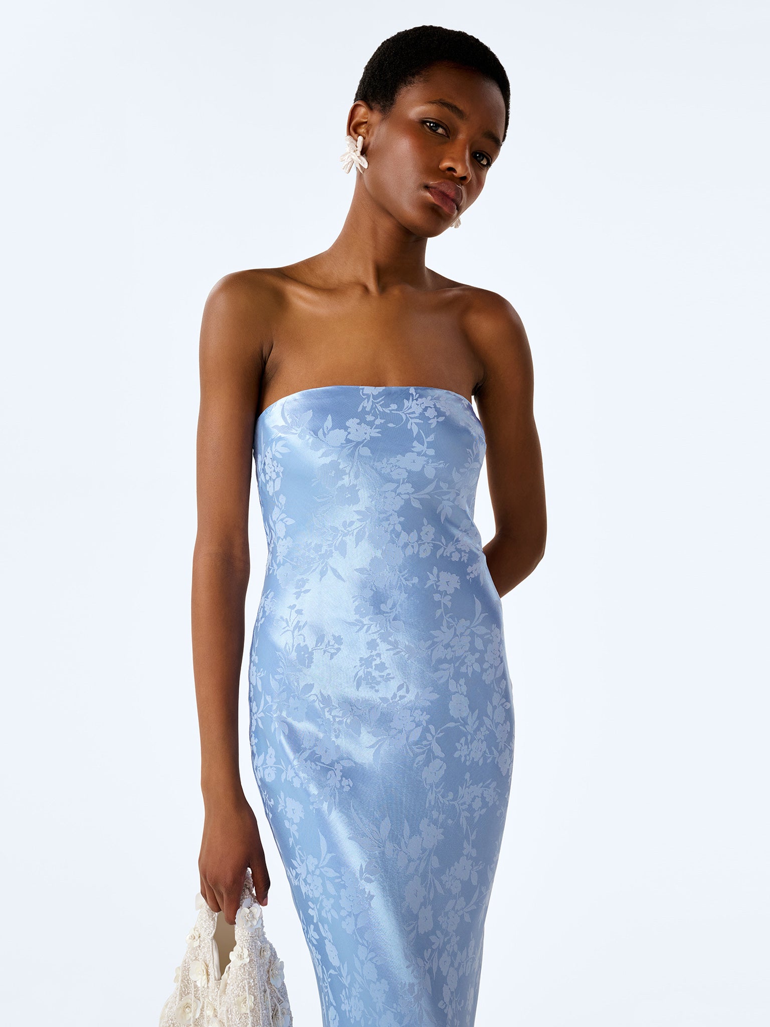 Amdra Jacquard Dress in Vista Blue – OMNES